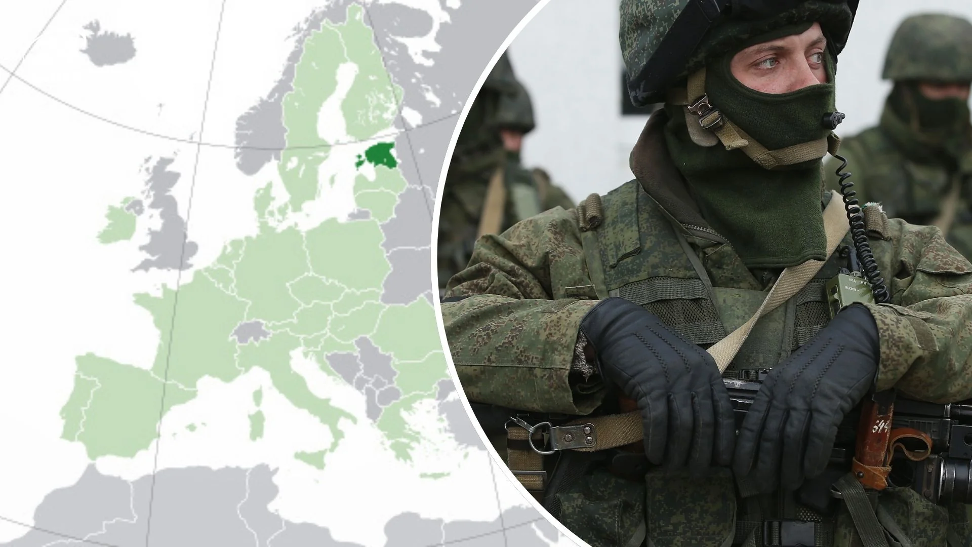 Російські солдати на тлі карти Європи готуються до конфронтації з НАТО