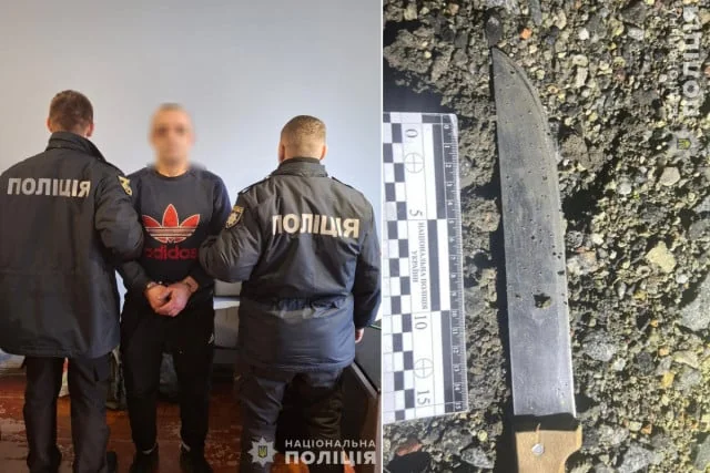 Полицейские задерживают киянина за напад с ножом из-за ревности в Голосеевском районе