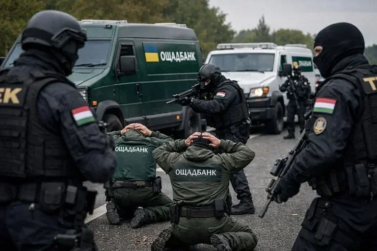 Венгерские спецназовцы конфискуют фургоны Ощадбанка с активами на границе