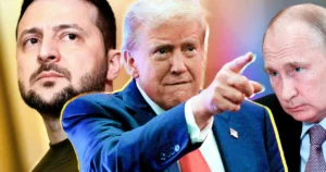 Володимир Зеленський, Дональд Трамп і Володимир Путін перед тристоронніми переговорами