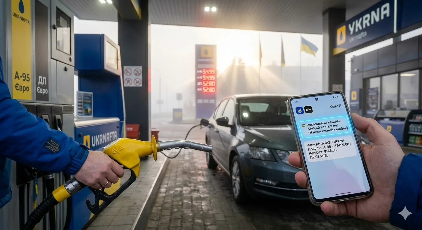 Заправка дизелем на АЗС Укрнафта з повідомленням Дизель стрімко дорожчає в Україні