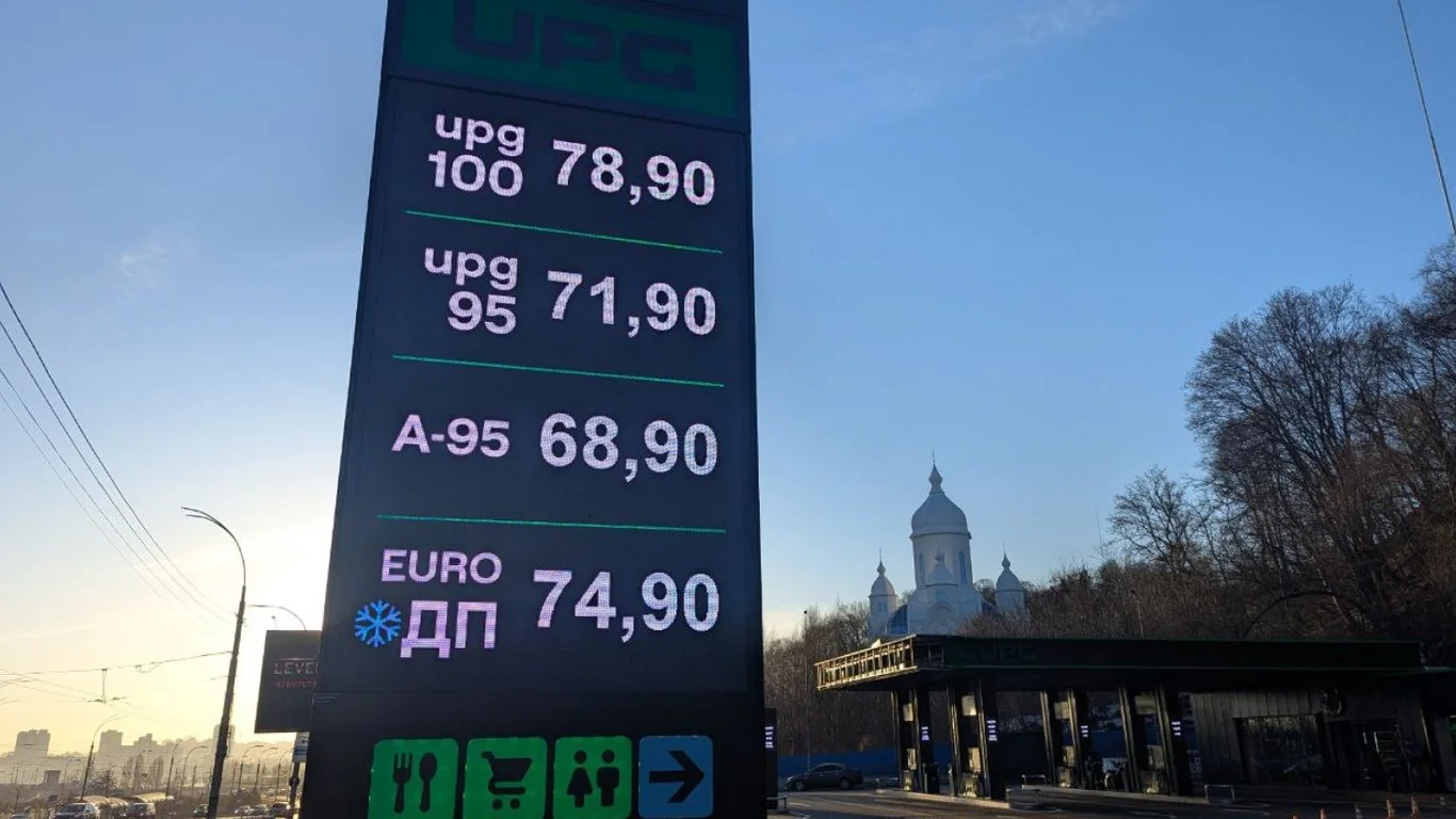 Табло цін на АЗС UPG: А-95 – 68,90 грн/л, дизель ДП – 74,90 грн/л в Україні