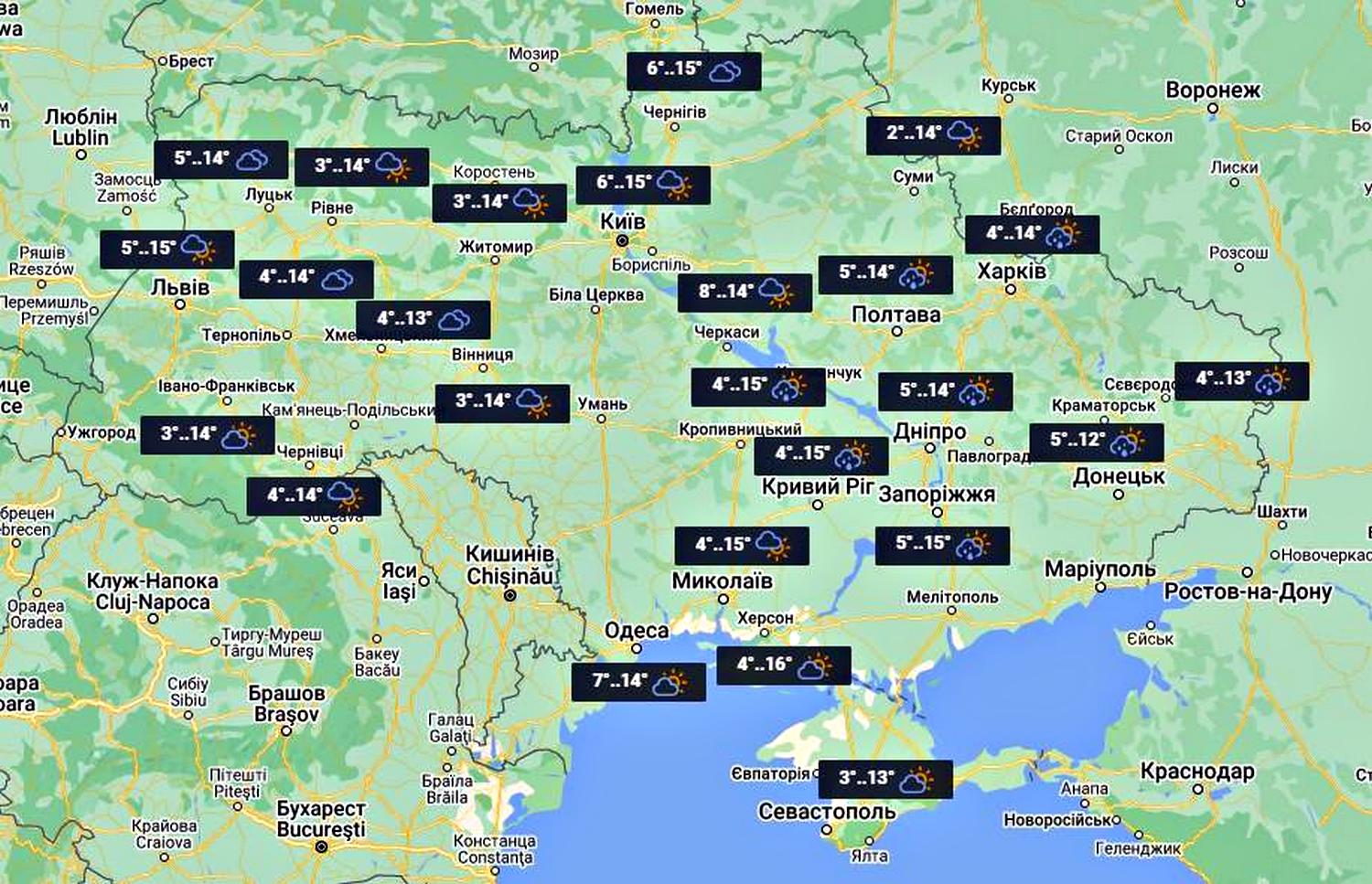 Карта прогнозу потепління в Україні з травня: температури до +20°C