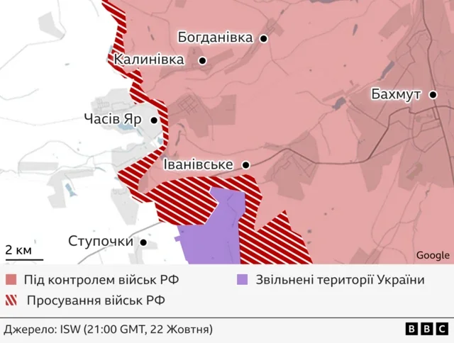 Карта наступу РФ на Гуляйпільському напрямку з витратою стратегічних резервів, ISW