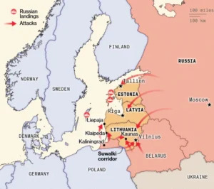 Карта можливих російських атак на Ригу, Таллінн, Каунас і Вільнюс у Балтії