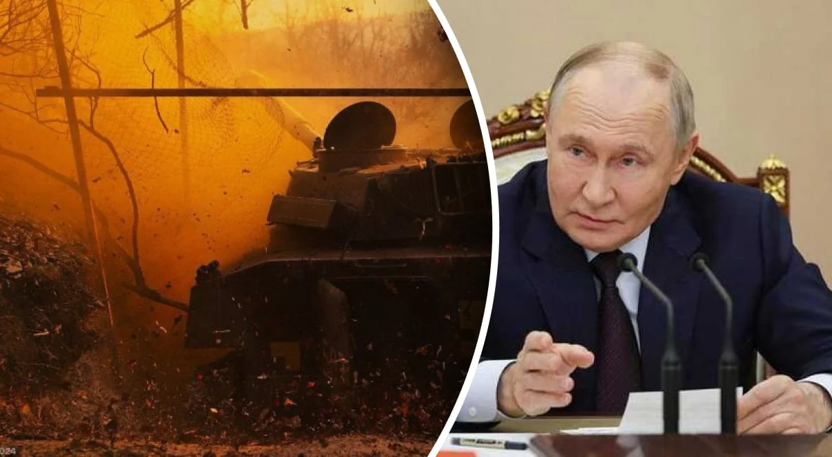 Путін слухає брехню окупантів про успіхи на фронті на тлі зруйнованого танка