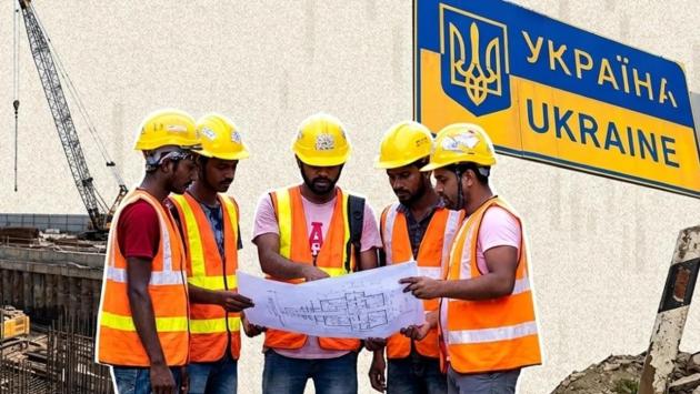 Трудові мігранти вивчають креслення на будівництві в Україні