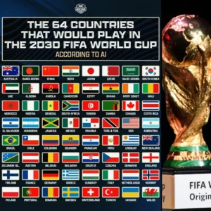 Прапори 64 країн-учасниць ЧС-2030 за версією AI та кубок ФІФА