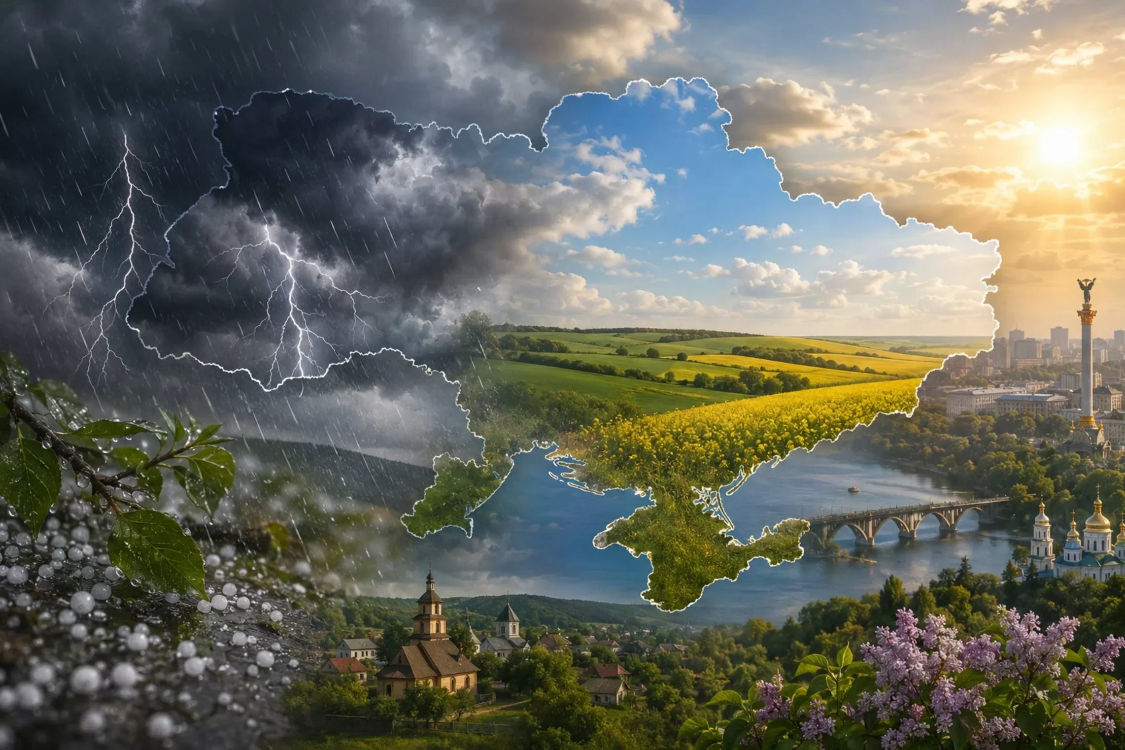 Грози в Україні 22 травня: хмари та блискавки над західними областями на мапі