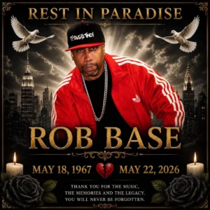 Роб Бейс на меморіальному постері Rest in Paradise з голубами та свічками