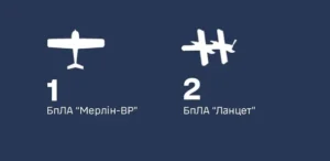 Силуети російських ударних БпЛА «Молнія» та «Ланцет»