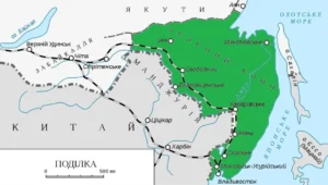 Зелёный Клин на карте Дальнего Востока с украинскими поселениями и границами