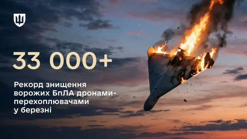 Дроны-перехватчики ВСУ уничтожают вражеский шахед в небе во время атаки
