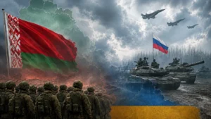 Войска Беларуси и России на карте Украины под флагами угрозы второго фронта