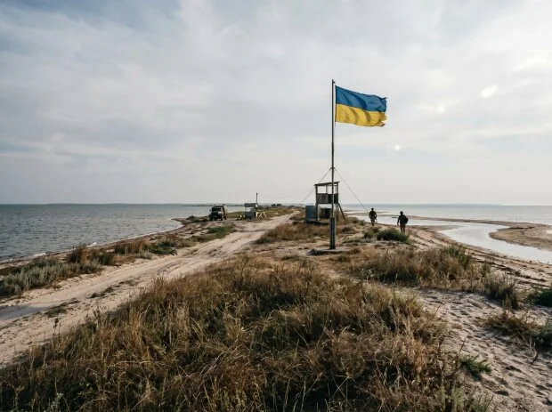 Флаг Украины на Кинбурнской косе: оккупанты отступают Флаг Украины на Кинбурнской косе после отступления оккупантов