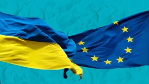Флаги Украины и ЕС символизируют начало переговоров о вступлении в Евросоюз