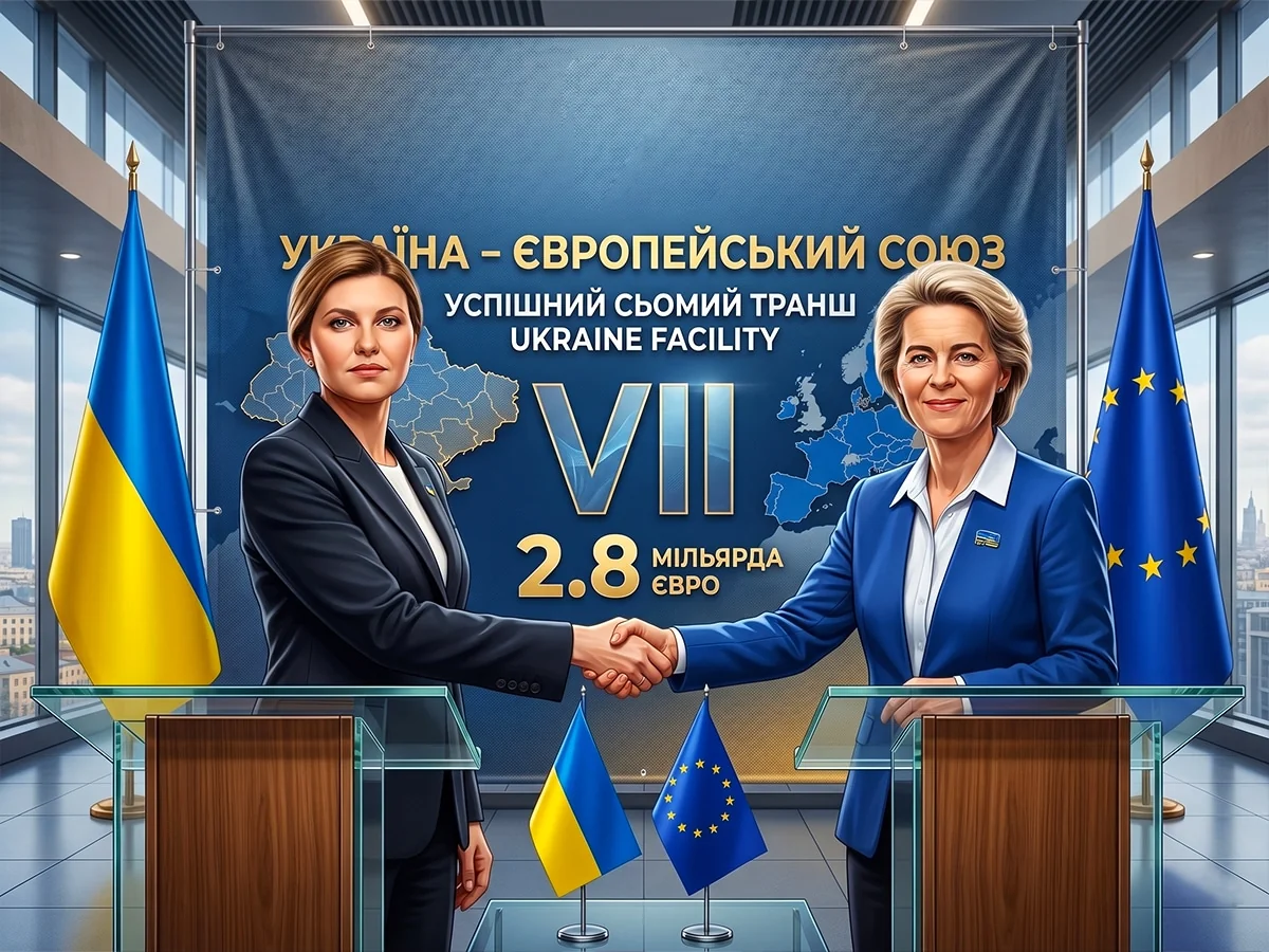 Юлія Свириденко та Урсула фон дер Ляєн на церемонії траншу 2,8 млрд євро