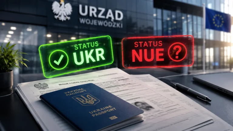 Паспорт Украины между статусами UKR и NUE в ужонде Польши