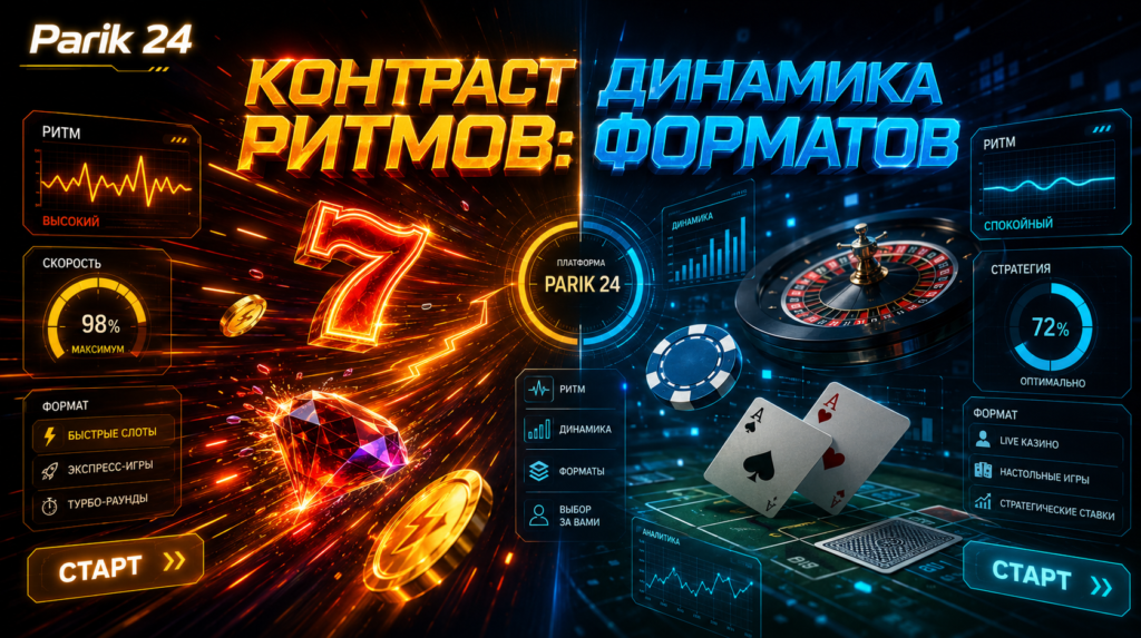 Контраст ігрових ритмів всередині Парик 24 казино та динаміка різних форматів