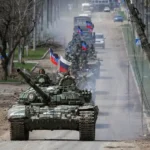 Российская танковая колонна наступает на Лиман в Донецкой области