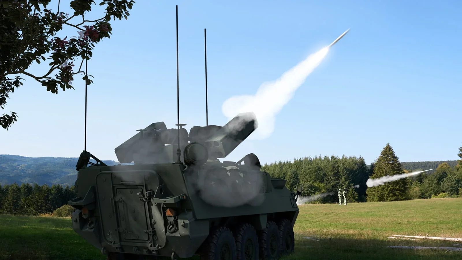 ЗРК «Риф» на базі МТ-ЛБ під час пуску ракети РК-10